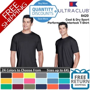 🔥 UltraClub Men Cool & Dry Sport Performance Interlock T-Shirt Up To 6XL 8420 - Picture 1 of 61