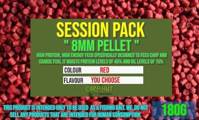 CARP HUT  8mm COARSE PELLETS MATCH FISHING METHOD FEEDER CARP & COARSE (Red)180g - Image 1 of 4