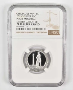 2013-S PF70 Peace Memorial Silver Quarter US Mint Limited Edition Set NGC *5834 - Picture 1 of 5
