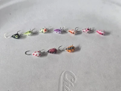 Plantillas de hielo personalizadas.   Epoxi 5mm Tungsteno/Brillo.  Crappie, perca, bluegill, bajo 10 quilates Foto 1 de 2