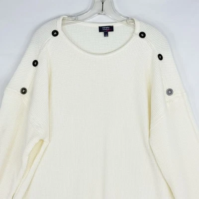 Suéter Ninety Clothing Co XL tejido marfil relajado con detalles de botones Foto 1 de 4