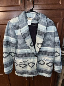 Coldwater Creek Western Aztec Blazer Jacket Med Blue - Picture 1 of 11