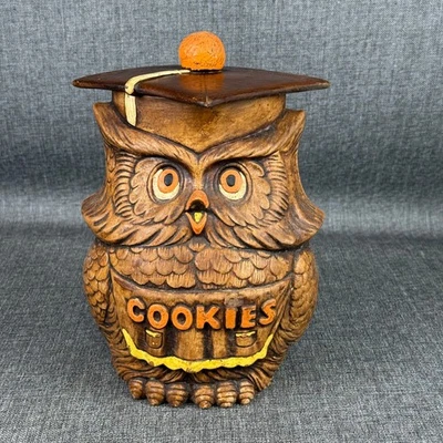 Treasure Craft Owl Cookie Jar Graduation Cap Vintage Ceramic Kitchen Decor - Image 1 of 4