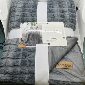 NEU Koolaburra by UGG Kunstfell Überwurf Decke 50” x 70” grau Chloe - Bild 1 von 6