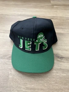 Vintage 90s New York Jets NFL Football Snap Back Hat Black & Green - Picture 1 of 8