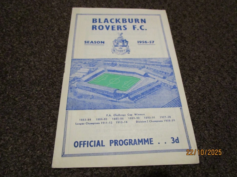 BLACKBURN ROVERS  v  FULHAM  1956/7   DECEMBER 25th  *CHRISTMAS DAY' - Image 1 of 1