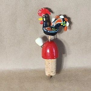 Vintage Traditional Madeira Portuguese Rooster Wine Bottle Stopper Hand Painted - Picture 1 of 21