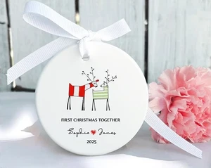 Personalized First Christmas Ornament 2025 – Couple Reindeer Gift - Picture 1 of 5