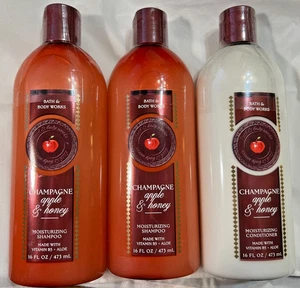 Lote de 3 champúes y acondicionadores Bath & Body Works champán manzana y miel NUEVO - Imagen 1 de 2