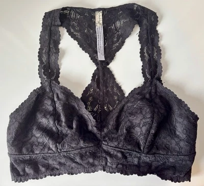 Free People Women's Black Lace Bralette Racerback Bralette Size L NWOT - Image 1 of 4