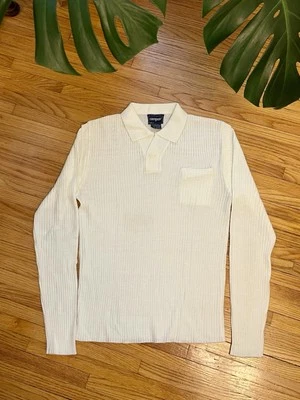 Camisa De Colección Años 60 70 XL Campus Esprit Acanalada Manga Larga Cuello Marfil Crema Foto 1 de 4