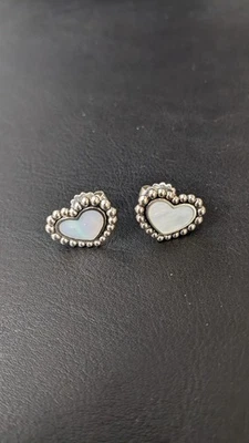LAGOS, New MAYA Mother of Pearl  Heart Stud Earrings  925 Sterling Silver  - Image 1 of 4