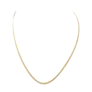 YELLOW AND ROSE 14 KARAT GOLD NECKLACE, SERPENTINE/HERRINGBONE STYLE - Picture 1 of 4
