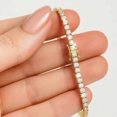 5.10 Ct 100% Natural Round Diamond Tennis Bracelet Yellow Gold - UK Hallmarked - Image 1 of 4