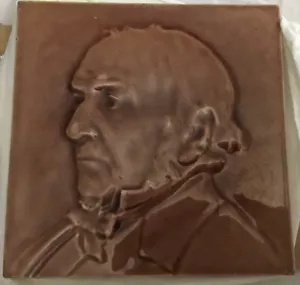 Antique Molded TILE Portrait, England, Gladstone, c. 1890 - Picture 1 of 3