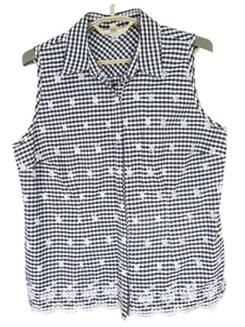 DRESSBARN Women Lightweight Cotton Poly Collared Tank Top Multicolor Plaid XL - Picture 1 of 14