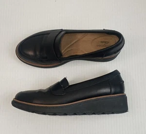 Clarks Sharon Gracie Black Slip On Comfort Loafers Size 7 - Picture 1 of 7