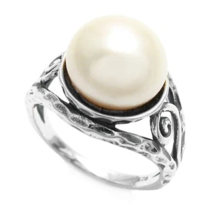 Anillo cónico de plata esterlina 925 de agua dulce martillado remolino talla 5-9 - Imagen 1 de 2