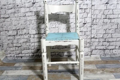 Baststuhl Holzstuhl mit Bastgeflecht mediterraner Stil weiß Vintage Shabby Chic - Bild 1 von 4