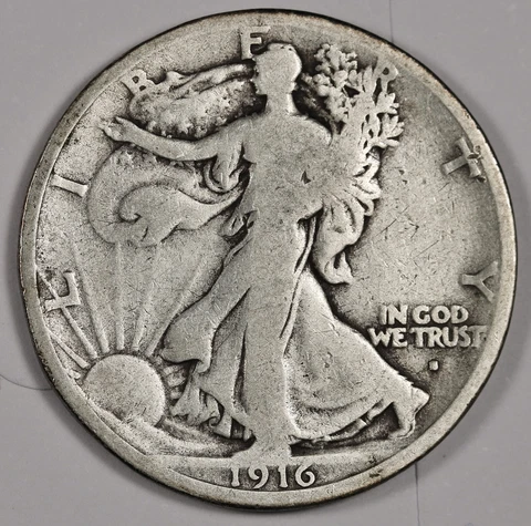 1916-s Walking Liberty Half.  VG.  186015 Cover