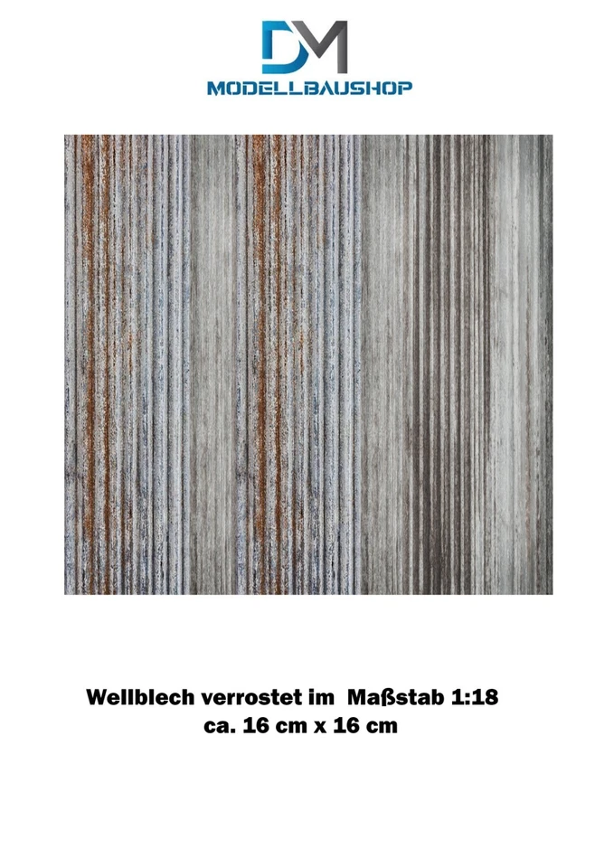MARKENLOS Wellblech Verrostet Wand Decal Diorama Modellbau 1:18 Vintage