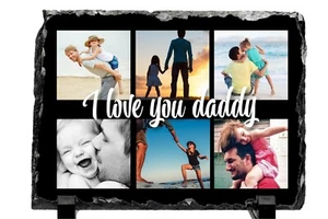 Personalised 6 Photos Beautiful Father's Day Rock Slate Gift - Picture 1 of 4