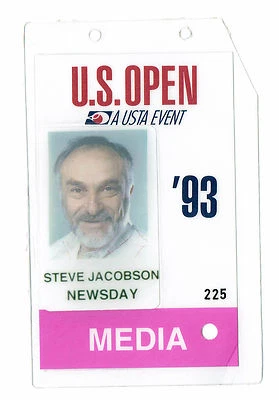 1993 Tennis US Open Media PRESS Pass TICKET Steve Jacobson Newsday Pete Sampras  - Image 1 of 2