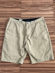 Mens Volcom Flat Front Shorts Beige Tan size 36 - Picture 1 of 5
