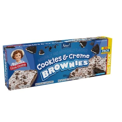 🟡 New Little Debbie Cookies & Creme Chocolate Vanilla Frost Brownies 1lb 12oz