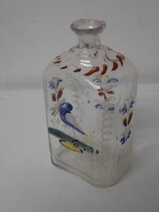 Tolle antike Emaillebemalte Glasflasche, Schnapsflasche, Biedermeier um 1820 - Bild 1 von 13