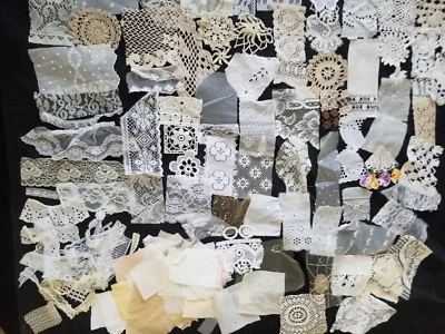 Kit de puntada lenta tela blanco marfil adornos de encaje tapiz diario basura vintage - 25 Foto 1 de 4