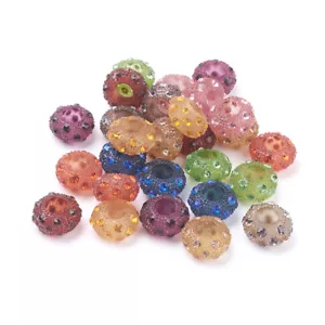 10pcs Resin Rhinestone European Large Hole Beads Rondelle Loose Spacer 13x7mm - Picture 1 of 2