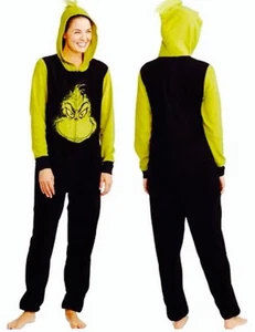 NEW Dr. Seuss The Grinch Non Footed Hooded Pajamas Costume S M L XL ALMOST GONE - Picture 1 of 9
