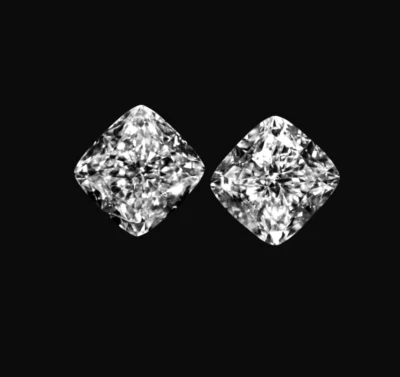 AAA+ 1 pair cushion Cut 4 CT Loose Diamond 7x7 MM VVS1/D Grad Gemstone 2 Pcs - Image 1 of 4