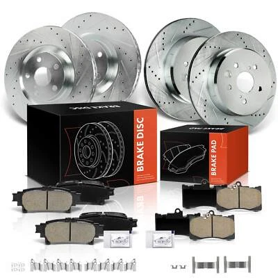 Rotores de freno y pastillas de freno perforados delanteros y traseros para Lexus GS300 GS350 IS300 IS350 Foto 1 de 4