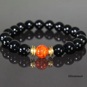 Pulsera de goma de ópalo naranja para hombre y mujer con piedras preciosas de ónix - Imagen 1 de 1