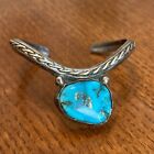 NVT Navajo Sweater Cuff Sterling Silver Turquoise Vintage 19g Small 5.5”
