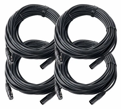 PRONOMIC Juego de 4 cables de micrófono profesional DJ PA 20m Mic Patch Cable XLR macho hembra negro