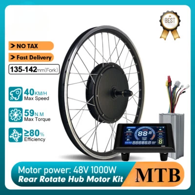 48V 1000W mountain Ebike Conversion Kit Brushless Rear Rotate Hub Motor Wheel - Image 1 of 4