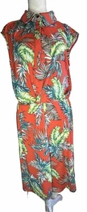 Worthington Sleeveless Orange Floral A-line Dress Women's Size Large - Picture 1 of 8
