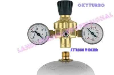 OXYTURBO RIDUTTORE DI PRESSIONE MIGNON X AZOTO BOMBOLE USA E GETTA M10X1 CON 2MANOMETRI