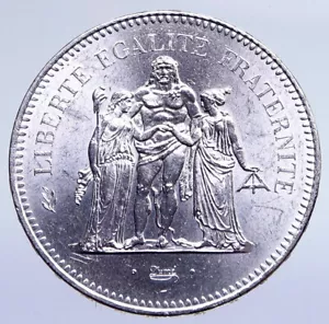 1975 FRANCE Large HERCULES Motto VINTAGE Old Silver 50 FRANCS French Coin i94844 - Picture 1 of 3