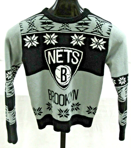 NBA Team Apparel Youth Brooklyn Nets Ugly Sweater Medium 10-12 New without Tags Cover