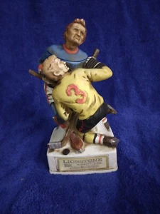 Hockey PlayersVintage Whiskey Decanter. 4/5 QT Rare Lionstone Sculpture Empty - Picture 1 of 2