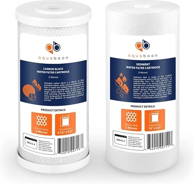 Aquaboon 5 Micron 10 x 4.5 Whole House Water Filters Cartridges Replacement Set - Image 1 of 4