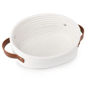Small Woven Basket Cotton Rope Storage Tiny Oval Basket for Nursery Kids - Picture 1 of 9