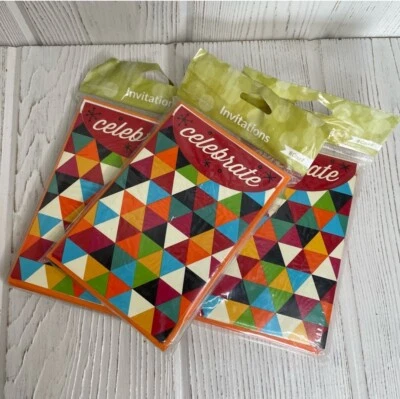 Birthday Kraft Party Invitations w/Envelopes 3 Packs Of 8 New Any Occasion - Image 1 of 4