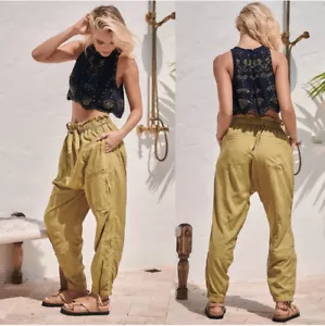 Pantaloni da trekking Free People Movement donna taglia L cachi marroni oversize vestibilità ampia - Foto 1 di 16