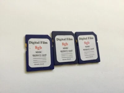 Lote de 3 tarjetas de memoria SDhc de película digital de 8 GB para cámaras csdhc Nikon Canon Canon Foto 1 de 2