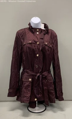 Chaqueta parka de sarga de moda borgoña para mujer White House Black Market - talla 14 Foto 1 de 4